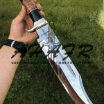 AHAFR Crocodile Dundee Bowie Knife D 2 Steel Handmade 18" Buffalo Horn Leather Handle Knife Large Hunting Bowie Knife With Leather Sheath Razor Sharp KE-0547-HK