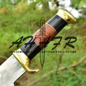 AHAFR Crocodile Dundee Bowie Knife D 2 Steel Handmade 18" Buffalo Horn Leather Handle Knife Large Hunting Bowie Knife With Leather Sheath Razor Sharp KE-0547-HK