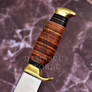 KE-0548-HK D 2 Steel 12.5 inch Fixed Blade Bowie Knife | Hunting Knife, Leather Handle | Hunting, Skinning, Camping | Large Hunting Bowie Knife For Men