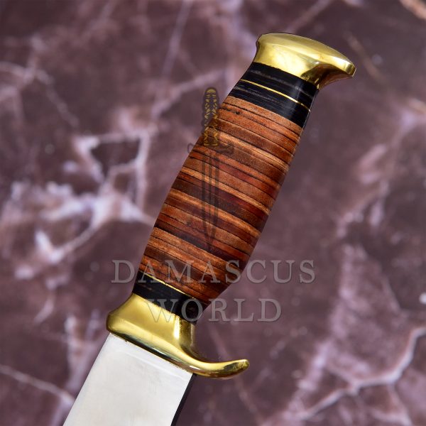 KE-0548-HK D 2 Steel 12.5 inch Fixed Blade Bowie Knife | Hunting Knife, Leather Handle | Hunting, Skinning, Camping | Large Hunting Bowie Knife For Men