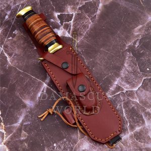 KE-0548-HK D 2 Steel 12.5 inch Fixed Blade Bowie Knife | Hunting Knife, Leather Handle | Hunting, Skinning, Camping | Large Hunting Bowie Knife For Men